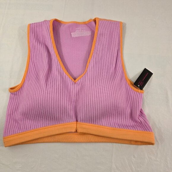 No Boundaries Seamless Retro Pink Ribbed Plunge Cobra Bralette – Size XL NWT - Picture 13 of 15